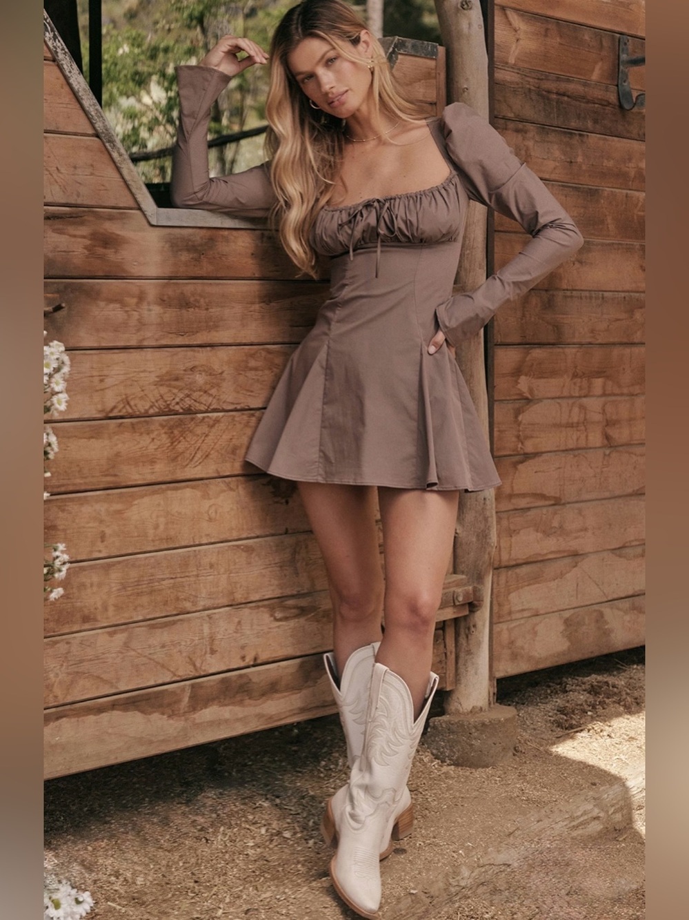 🇺🇸FIRM PRICE🇺🇸 House of CB CARLINA Mocha Long Sleeve Mini Dress - Picture 8 of 16